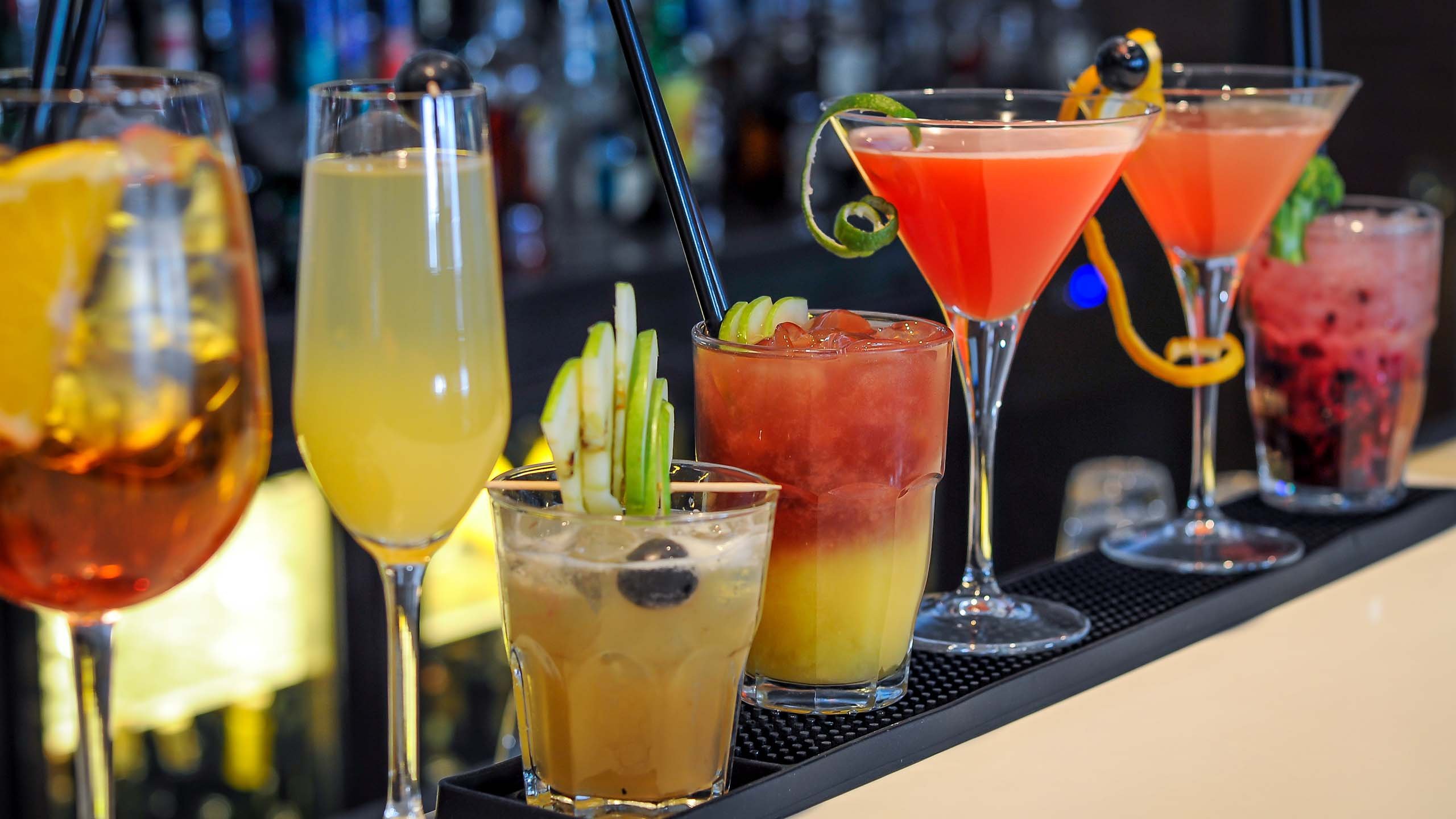 Different cocktails on bar